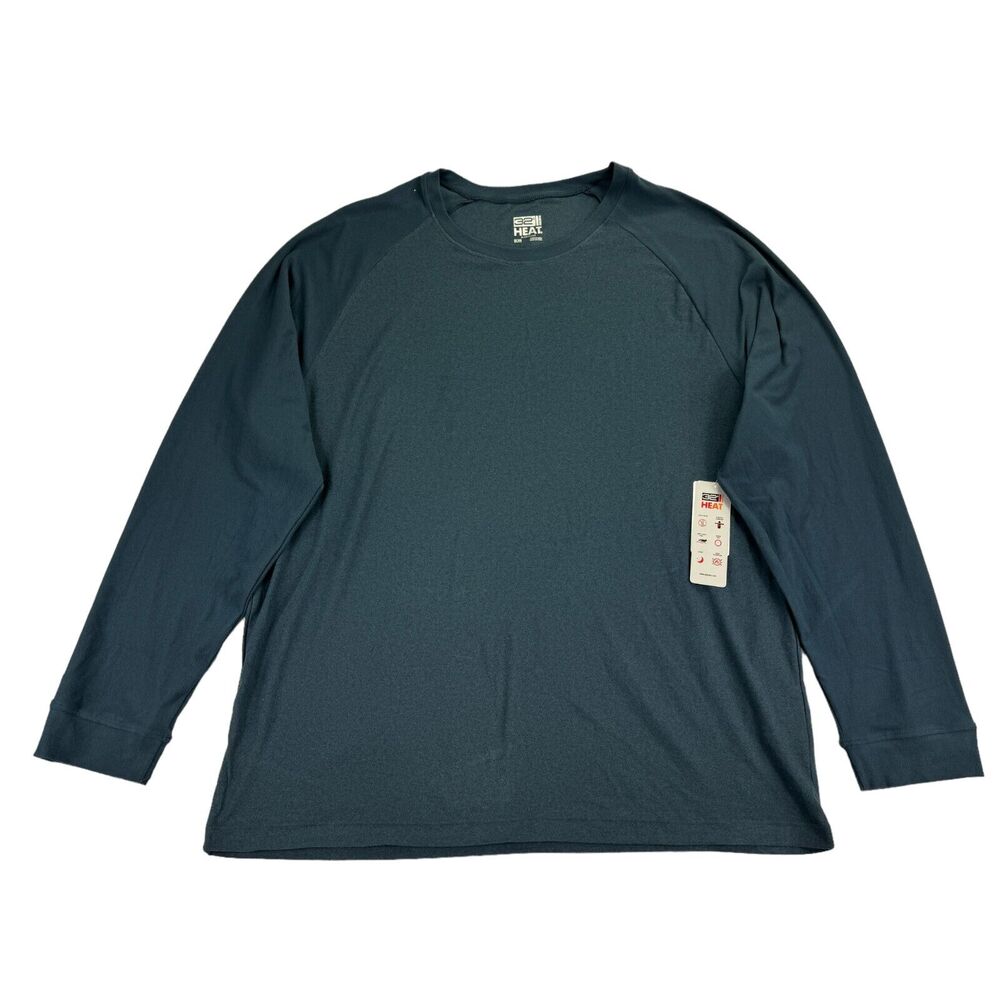 32 Degrees Mens Heat Raglan Crewneck Long Sleeve Sleep T-Shirt Blue XL